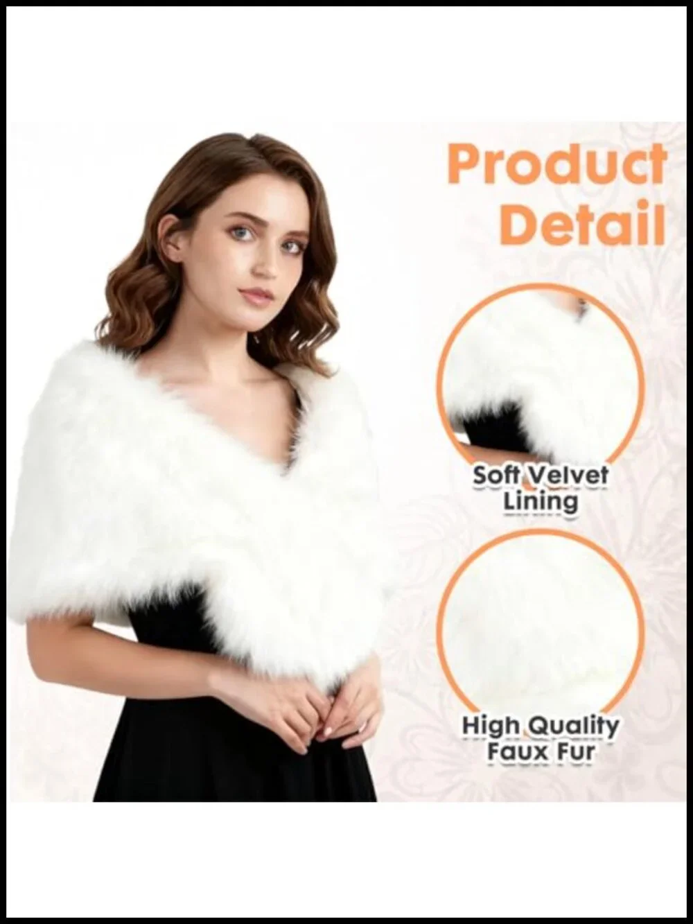Barelove Long Women's Faux Fur Collar Scarf Wrap, Winter Shawl Shrug